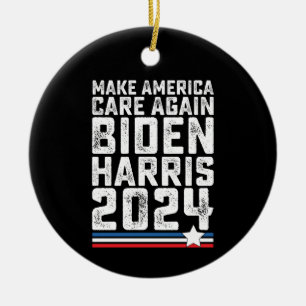 Ornamento De Cerâmica Biden Harris 2024 Cuide Novamente