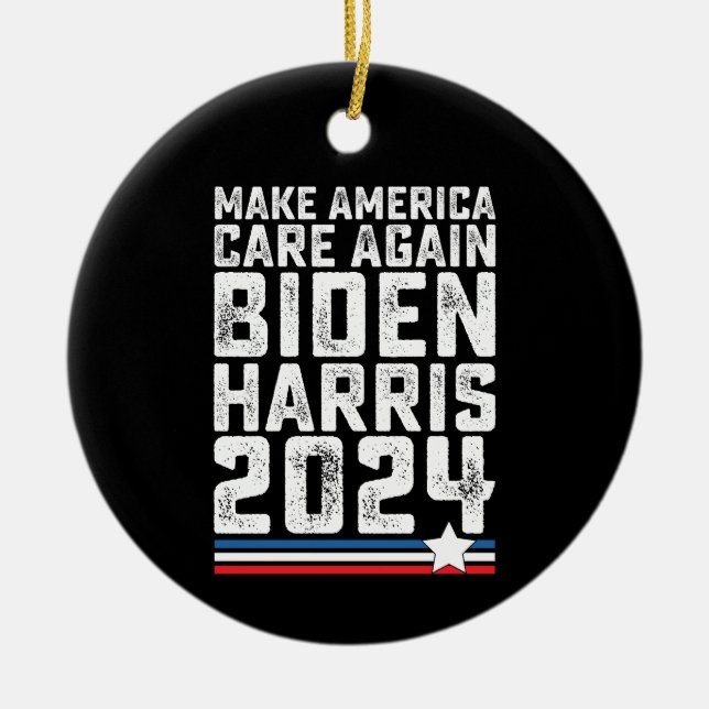 Ornamento De Cerâmica Biden Harris 2024 Cuide Novamente (Frente)