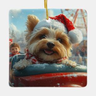 Ornamento De Cerâmica Biewer Terrier Cachorro Montanha-russa Natal