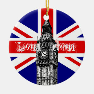 Ornamento De Cerâmica Big Ben London Flag Ornament