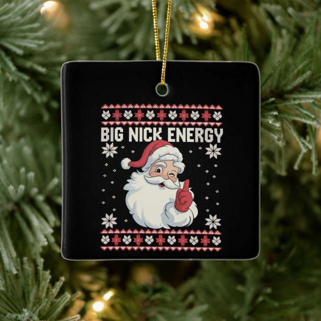 Ornamento De Cerâmica Big Nick Energy Santa Ugly Christmas Sweater (Árvore)