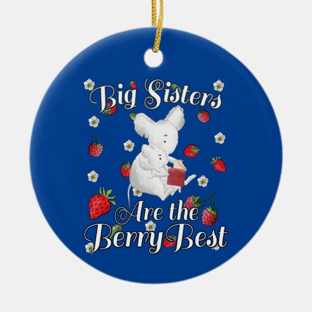 Ornamento De Cerâmica Big Sisters Berry Best - Arma de Morango de Mouse (Frente)