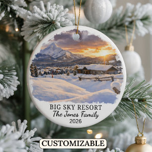 Ornamento De Cerâmica Big Sky Resort Personalizado, Montana Customizado