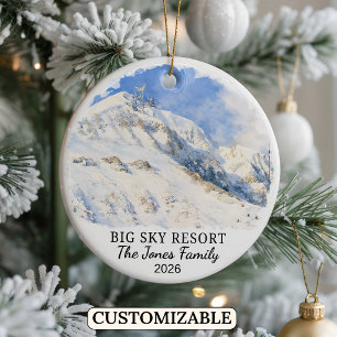 Ornamento De Cerâmica Big Sky Resort Personalizado, Montana Customizado