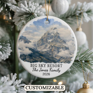 Ornamento De Cerâmica Big Sky Resort Personalizado, Montana Customizado