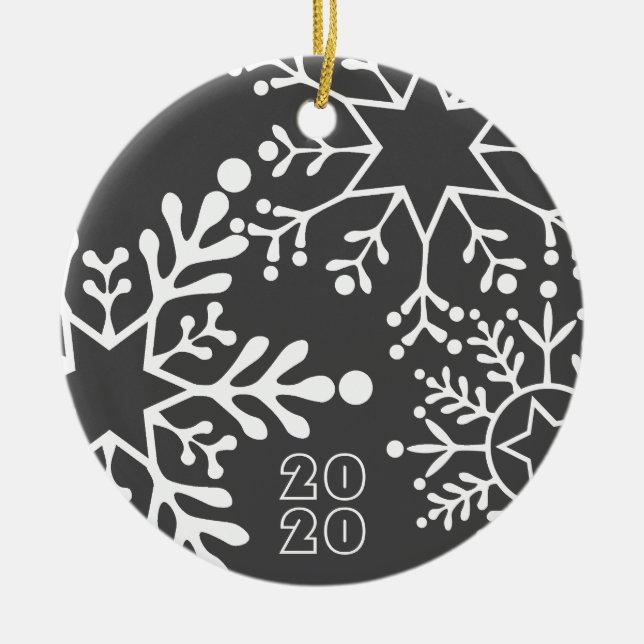 Ornamento De Cerâmica Big SNOWFLAKS Nome e Data Natal (Frente)