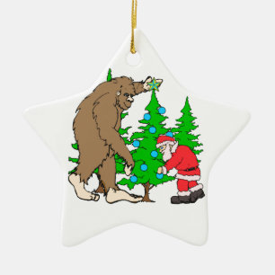 Ornamento De Cerâmica Bigfoot e Natal do papai noel