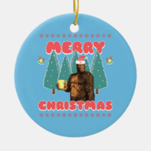 Ornamento De Cerâmica Bigfoot Engraçado - Feliz Natal