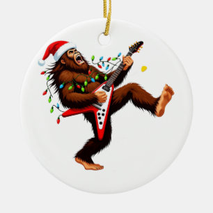 Ornamento De Cerâmica Bigfoot Sasquatch Guitarra Elétrica Natal 2026