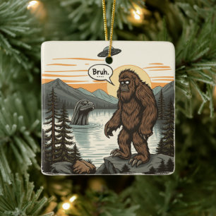 Ornamento De Cerâmica Bigfoot Sasquatch Loch Ness Retro Introvertido Eng