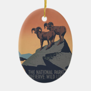 Ornamento De Cerâmica Bighorn Sheep American West Willife