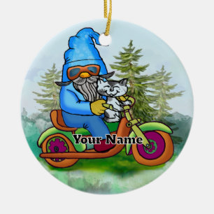 Ornamento De Cerâmica Biker gnomo