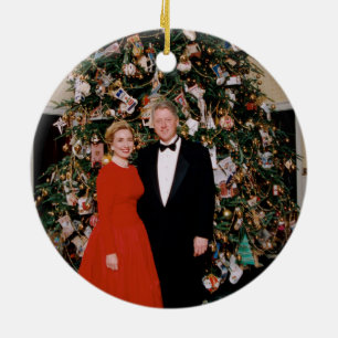 Ornamento De Cerâmica Bill Clinton Presidente dos EUA Casa Branca Natal 