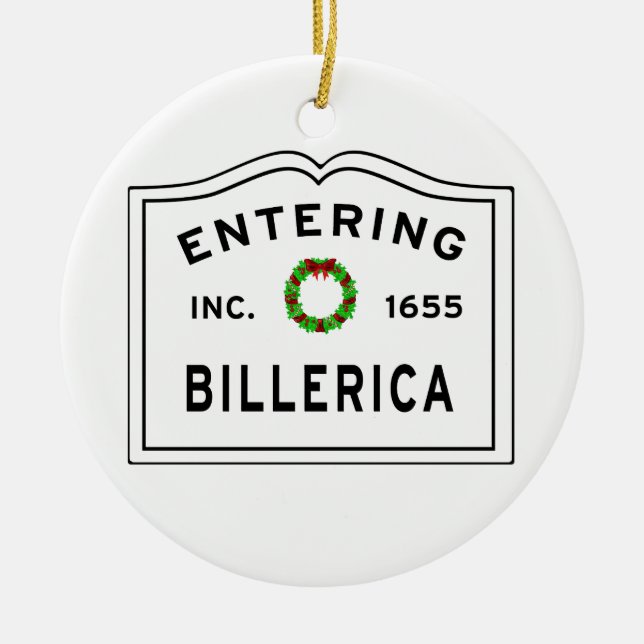 Ornamento De Cerâmica Billerica, MÃE Holiday Wreath Metal Ornament (Frente)