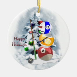 Ornamento De Cerâmica Billiards Ball Snowman Natal