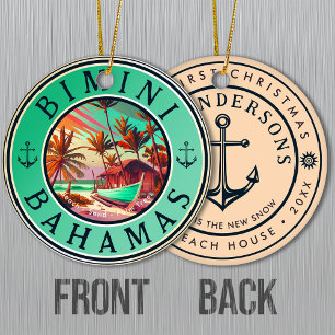 Ornamento De Cerâmica Bimini Bahamas âncora Viagem de pesca Barco Vintag