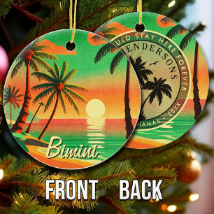 Ornamento De Cerâmica Bimini Bahamas Viagens vintage Souvenir Palm Trees