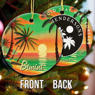 Ornamento De Cerâmica Bimini Bahamas Viagens vintage Souvenir Palm Trees