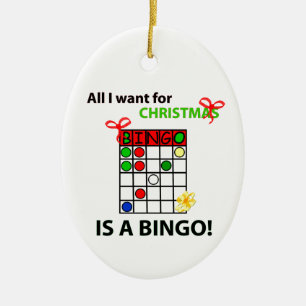 Ornamento De Cerâmica BINGO eu quero um bingo para o Natal