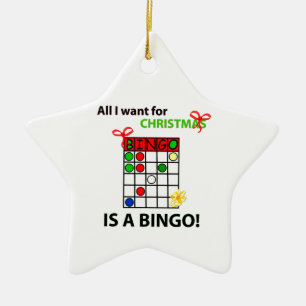 Ornamento De Cerâmica BINGO eu quero um bingo para o Natal