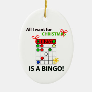 Ornamento De Cerâmica BINGO, quero um bingo de Natal