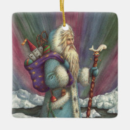 ORNAMENTO DE CERÂMICA BINTEIRA AZUL, LUZES DE NORTE E PINGUINAS