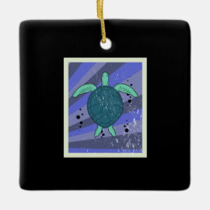 Ornamento De Cerâmica Biólogo Marinho Vintage Retro Turtle