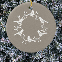 Bird Wreath White em Neutral Modern Scandi
