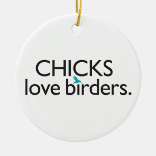 Ornamento De Cerâmica Birders do amor dos pintinhos