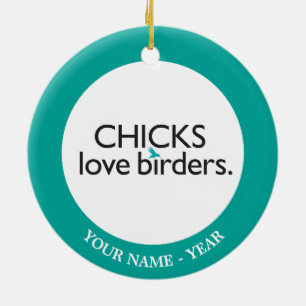 Ornamento De Cerâmica Birders do amor dos pintinhos