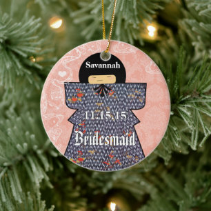 Ornamento De Cerâmica Birdesmaid Asiática Kimono apresenta mudanças cor-