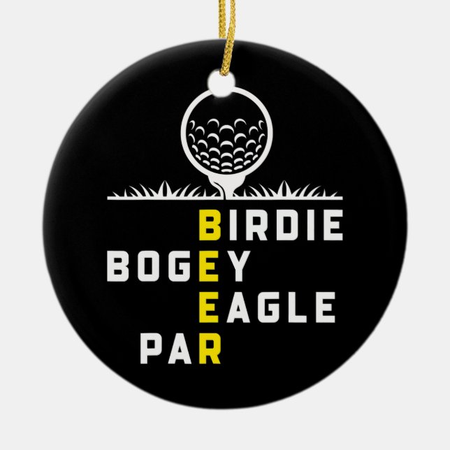 Ornamento De Cerâmica Birdie Bogey Eagle Par Beer Golfistas Engraçado Go (Frente)