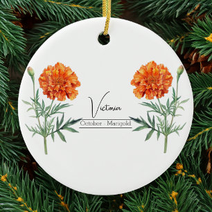 Ornamento De Cerâmica Birth Month Flower outubro Marigold