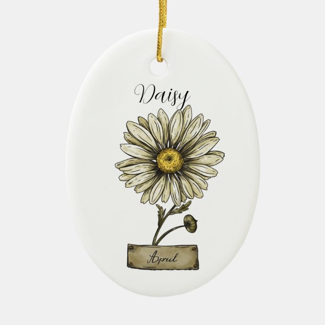 Ornamento De Cerâmica Birthday Daisy (Frente)
