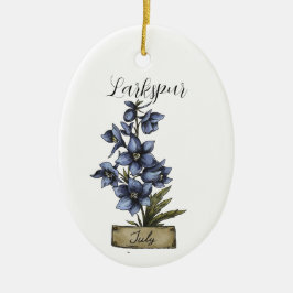 Ornamento De Cerâmica Birthday Larkspur