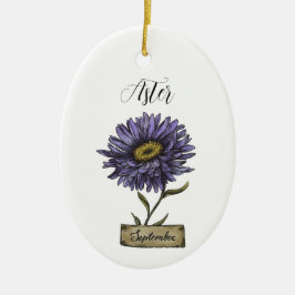 Ornamento De Cerâmica Birthday Roxo Aster