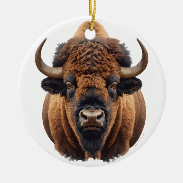 Ornamento De Cerâmica Bisão / Búfalo (Frente)