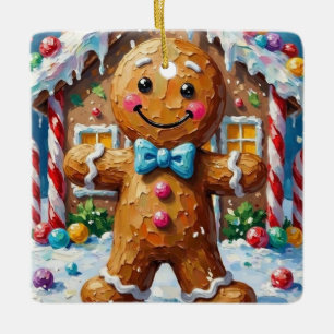 Ornamento De Cerâmica Biscoito de Natal Bonito Homem de Gengibre Arte Al