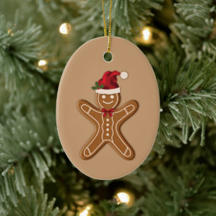 Ornamento De Cerâmica Biscoito De Natal Festivo De Pão Gingerido Em Beig
