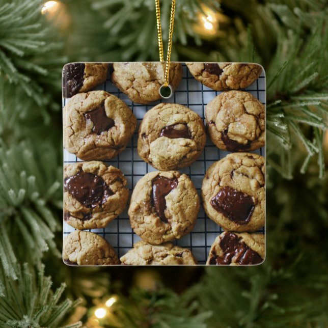 Ornamento De Cerâmica Biscoitos com Gotinhas de Chocolate (Árvore)