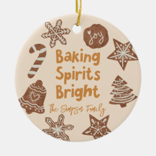 Ornamento De Cerâmica Biscoitos de Férias Brilhantes Amarelos