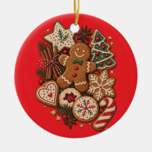 Ornamento De Cerâmica Biscoitos de Gengibre de Natal Vintage & Férias