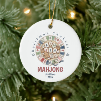 Ornamento De Cerâmica Biscoitos de Natal & Mahjong Festa Divertida de Fé