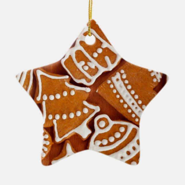 Ornamento De Cerâmica Biscoitos de pão de Natal (Frente)