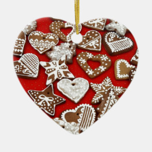 Ornamento De Cerâmica Biscoitos do pão-de-espécie do Natal