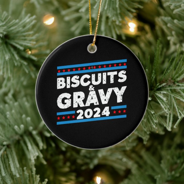 Ornamento De Cerâmica Biscoitos e Gravy 2024 Eleição Presidencial (Árvore)