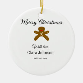 Ornamento De Cerâmica Biscoitos marrons de Natal felizes adicionam nome 