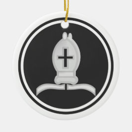 Ornamento De Cerâmica Bishop branco Xadrez