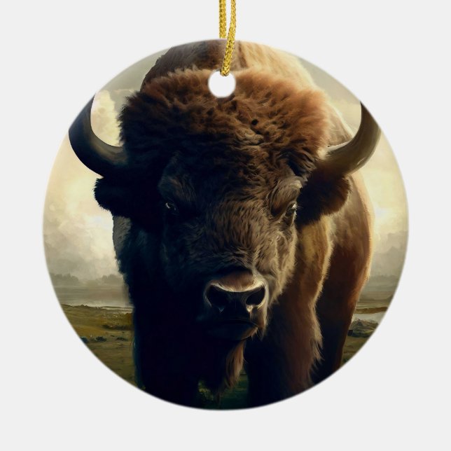 Ornamento De Cerâmica Bison Painting (Frente)