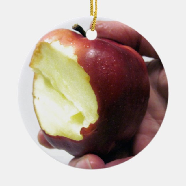 Ornamento De Cerâmica Bitten Red Apple (Frente)